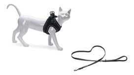 Beeztees Parinca Kattentuigje met Lijn Nylon Zwart