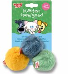 Woezel &amp; Pip speelbal pluche+catnip kaart a 3 st.5cm
