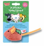 Woezel &amp; Pip muis+patch corduroy+catnip+bel rood 8cm