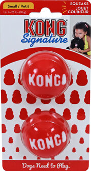 Kong &#039;Signature&#039; balls pak a 2 stuks, small. (bal &Oslash; 5.5 cm, voor honden tot 9 kg)