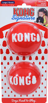 Kong &#039;Signature&#039; balls pak a 2 stuks, large. (bal &Oslash; 8.5 cm, voor honden van 13 tot 30 kg)