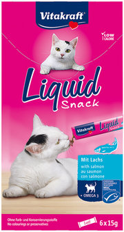 Vitakraft Cat-Liquid snack zalm &amp; omega, 6 stuks
