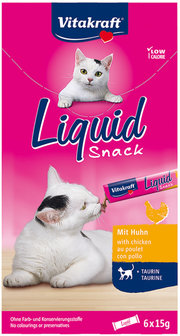 Vitakraft Cat-Liquid snack kip &amp; taurine, 6 stuks