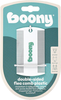 Boony vlooienkam hond 2-zijdig plastic wit