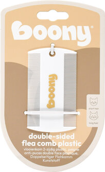 Boony vlooienkam kat 2-zijdig plastic wit