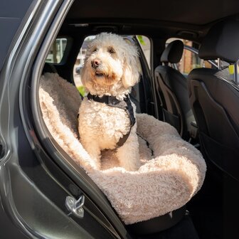 Pet Perfect Fluffy Autostoel (2-in-1) Beige L