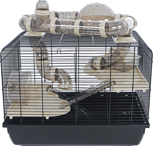 Interzoo hamsterkooi Galaxy met terras, zwart/zwart