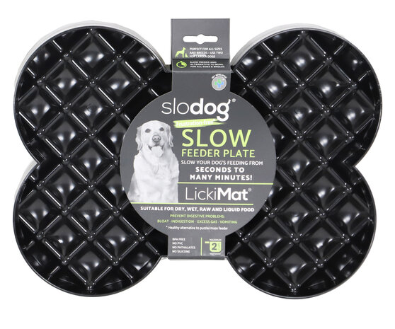 Lickimat slodog slowfeeder plate zwart large 34cm