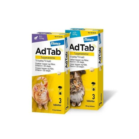 AdTab Kauwtabletten tegen vlooien en teken Kat