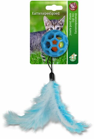 Boon speelgoed bal rubber+bel+veren blauw 20 cm