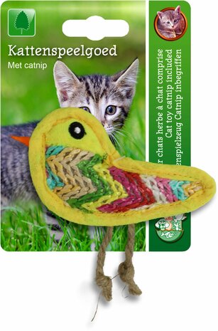 Boon speelgoed vogel met catnip multicolor 11cm 