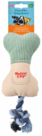 Woezel &amp; Pip snackbot+touw + piep groen 20cm