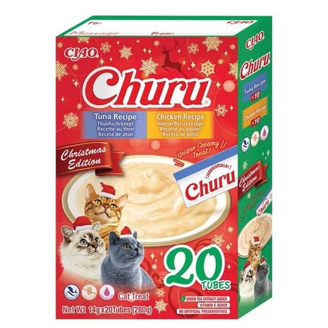 Inaba Ciao Churu Christmas voor Katten met Kip en Tonijn 20x14gr