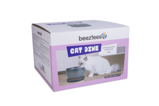 Beeztees Cas Drinkfontein Kat Plastic Antraciet 22,8x22,8x14,8 cm 3 liter